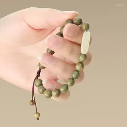 Strand Natural Green Sandalwood Buddha Beads Old An Jade Bracelet Men's And Women's Artistic Ethnic Style Jewellery