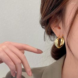 Hoop Earrings Trendy Simple Gold Colour For Women Girl Circle Round Minimalist Party C-shape Jewellery Gifts