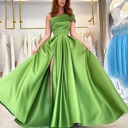 One-shoulder Satin Split Bridesmaids' & Formal Dresses Floor-length Bridesmaid Dress