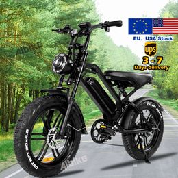 EU Stock Electric Bike Mountain Bike 20" Fat Tyre with 48V 15AH Removable Battery Powerful Motor Beach Ebike for Adults Teens