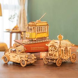 New New 3D DIY Wooden Puzzle Toys Assembly Handmade Model Toys Plane Merry Go Round Ferris Wheel Toys Gift for Children Adult Teens