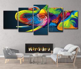 5Pcs Colorful Animal Elephant Abstract Paintings Living Room Wall Art HD Print Canvas Painting Fashion Hanging Pictures4239485