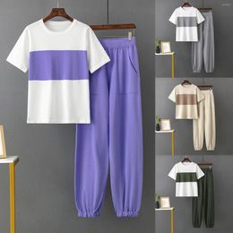 Gym Clothing Women Summer Casual Assorted Colours Top And Pants Sets Solid ColorKnitted Two Piece Set Swear Tracksuit