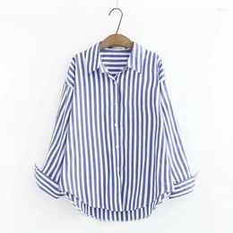 Women's Blouses Striped Mid Length Shirt Oversized Loose Fitting Casual Stylish And Minimalist Women Clothing Tops