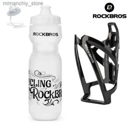 water bottle ROCKBROS Bike Water Bott 750ml Bicyc Bott With Holder Cage Outdoor Sport Portab Cycling Kett Water Bott Drinkware Q231123