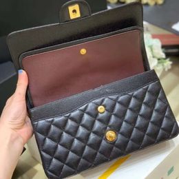 10A designer bag Top Tier Quality Jumbo Double Flap Bag Luxury 30CM 25CM 23CM Real Leather Caviar Lambskin All Black Purse Quilted Handbag Shoulde fashion black