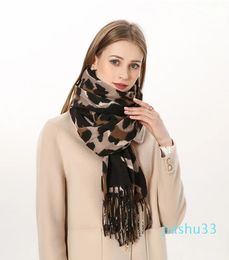 Scarves Fashion Warm Scarf Leopard Printed Tassels Cashmere Long Wrap Shawl Winter Accessories Pashmina Hijabs Bandanas