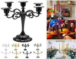Candle Holders Antique Retro Holder European Vintage Metal Candlestick Silver Gold Plated Candelabra Table Centrepieces For Taper1898495