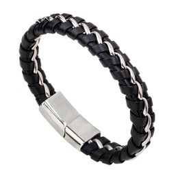 Tennis Bracelets Sell Leather Braid Female Bracelet Magnet Charm Men And Women Stainless Steel Chain Black Whi