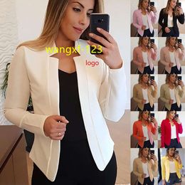 Women casual Tops New Autumn Long Sleeve Plus Size Solid Colour Outwear Blouse Cardigan short Tops Business Suit Coat Jacket