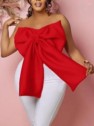 Women's Blouses Sexy Crop Tops Woman 2023 Tube Top Backless Shirt Blouse Big Bow Party Evening Night Out Clubwear Fashion Red Black In