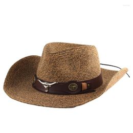 Wide Brim Hats Cowboy Hat Men's Sun Fedora Handmade Belt Beach Straw Jazz For Men UV Protection Cap Chapeau Femme B15