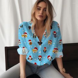 Women's Blouses Spring And Autumn Shirt Cute Puppy 3D Printed Casual Style Fashion Trend