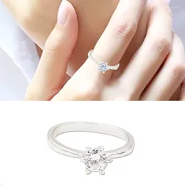 Cluster Rings Vintage Silver Plated Bling Starry Shining Clear Zircon Copper Alloy Charm For Women Fashion Jewellery