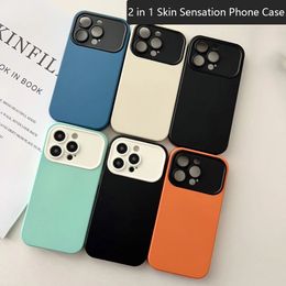 For iPhone 15 14 Pro Max Frosted case Upgrade Large Windows Lens Protection Phone Cases For iPhone12 13 Pro Max Ultra Thin Lanyard Cover