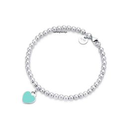 Fashion t Jewelry Women Man Stainless Beaded Forever Love Enamel Pink Blue Heart Charms Pulsera Bracelets Lovers Gifts