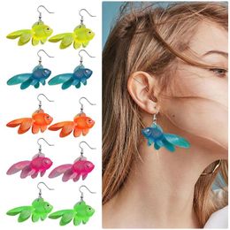 Hoop Earrings Goldfish Comically Cute Fish Unique Lightweight Pendant Jewelry Gift For Girls