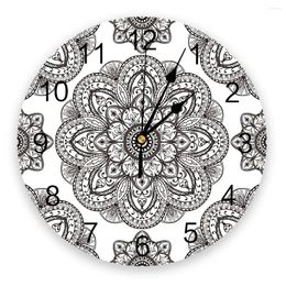 Wall Clocks Mandala Accessories Arabesque Circle Silent Home Cafe Office Decor For Kitchen Art Large
