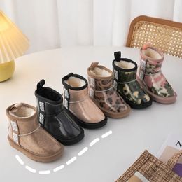 Boots Children s shoes Girl s Fashion Transparent Upper Snow Boy s Thick Plush Ankel High Warm Winter Size 23 37 231123