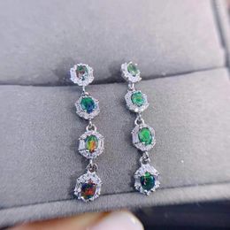 Stud Earrings Faceted Opals Long Drop 925 Sterling Silver Natural Opal Dangle Women