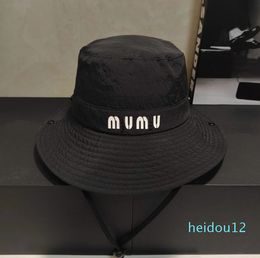 Summer miu Letter Fisherman Hat Sun Protection Male cap Outdoor Breathable Mountaineering Hat Camping Cowboy Hat Female