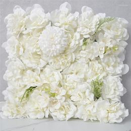 Decorative Flowers 38cm White Artificial DIY Wedding Flower Wall Panels Silk Rose Christmas Party Home Backdrop Decor