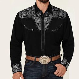 Men's Casual Shirts Tribal western men's top shirt pattern blue pink black trendy fashion casual party high quality material suit 231122