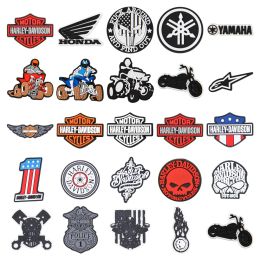Police Motor Croces Charm For Dad Men Pvc Accessories Motorcycle Racing Shoe Pins Graden Shoe Charms Accessoires Wristband Decor