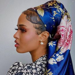 Scarves 90 90cm Silk Scarf Scarftop Headwraps For Woman Fashion Four Seasons Hair Accessories Hijab Foulard Iuxe Bandana Femme Headscarf