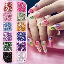 Nail Art Decorations 12Grid AB Jelly Rhinestones Flatback Non Fix Rhinestone 3D Glitter Gems Diamond For DIY Charms