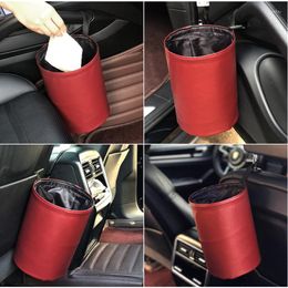 Interior Accessories Car Leather Umbrella Trash Can Rear Seat Back Storage Box Folding