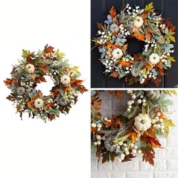 Christmas Decorations Autumn Wreath Simulation Frost Leaf Pumpkin Door Hanging For Tree Ornamental Pendants Home Decoration 2023 231123