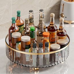 Light luxury rotating shelves, kitchen turntables, transparent condiments, cruet flasks, spice racks, living room desktop storage, storage boxes