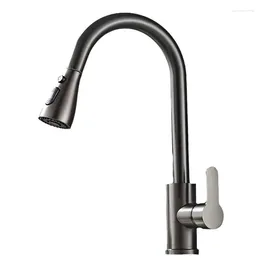 Kitchen Faucets Pull Out Spout 360 Rotate And Cold Deck Mounted Water Taps Single Handle Stream Sprayer Nozzle