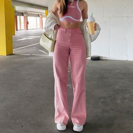 Damenjeans Pink Jean Y2k Streetwear Hohe Qualität Taille Baggy Straight Leg Pants Fashion Casual Denim Hose Mom 230422