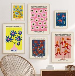 Paintings Flower Market Abstract Colour Botanical Nordic Vintage Poster Wall Art Prints Canvas Painting Decoration Pictures For Liv3518987