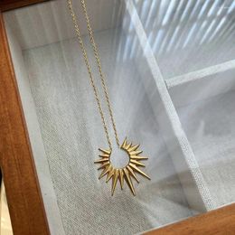 Choker YOUNGX Minimalist Stainless Steel Sun Pendant Necklace For Women No Fading 18K Gold Color Plated Clavicle Chain Jewelry Gift