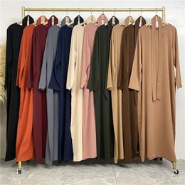 Ethnic Clothing Arrival Nida Dubai Long Woman Evening Dress Muslim Abaya Kimono Solid Color Pocket Kaftan Turkey Hight Class Luxury Robe