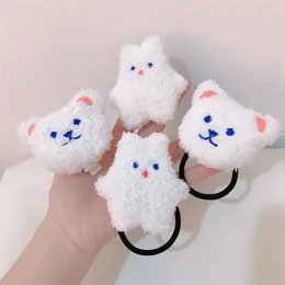 Hair Accessories Japanese Korean Cartoon White Cloth Plush Bear Clips For Girl Kids Cute Kawaii Fairy Soft Doll Hairpin Barrettes