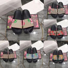 Designer-Hausschuhe für Herren und Damen, Blumen-Slides, flache Plateau-Sandalen, Gummi-Brokat-Slides, Pantoletten, Flip-Flops, Strandschuhe, Slipper, Sliders