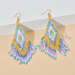 Dangle Earrings Pink France Hoops Boho Colorful Tassel Earring Miyuki Seed Beads Drop Fashion Accessories For Girls