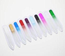 50X 35quot 9CM Glass Nail Files with plastic sleeve Durable Crystal File Nail Buffer Nail Care Colorful4695365