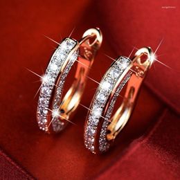 Hoop Earrings IOGOU Luxury Women Gold Hoops Dazzling Paved Moissanite 1.2mm Round 925 Silver Huggie Earring Accessories Jewelry Gifts