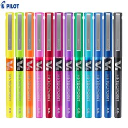 Gel Pens 6/12pcs Pilot V5 Hi-Tecpoint 0.5mm Extra Fine Pure Liquid Ink Rollerball Pen 12 Colours Needle Point Rolling Gel Pens 231122