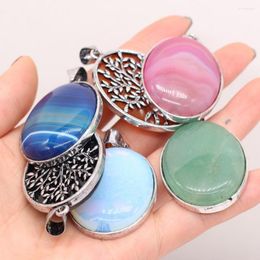 Pendant Necklaces Natural Stone Agates Rose Quartzs Tiger Eye Charm For DIY Necklace Earring Jewellery Making Women Gift 30x42mm