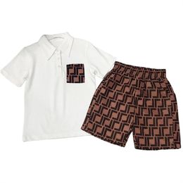 Kinderen korte mouwen T-shirt shorts katoenen pak 2023 nieuwe mode pionier mannelijke en vrouwelijke pak trend 90-160 CM D189