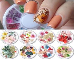 selling 1 Box 3D Nail Art Decorations Pink Yellow Purple Nail Colourful Preserved Fresh Dried Flowers DIY Design Accessories Na1422904