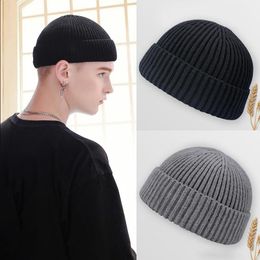 Beanies Knitted Beanie Hat Winter Men's Hats Women For Ladies Skullcap Solid Cap Thick Bonnets Wholesale Beanie/Skull Caps