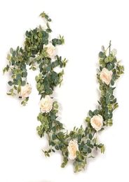 Decorative Flowers Wreaths Peony Artificial Eucalyptus Vine Garland Rose Wedding Decoration Wall Rattan Home Decor Plantas Artif9690468