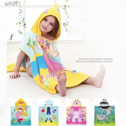 Towels Robes Cartoon Child Kid Hooded Cloak Infant Bathrob Baby Bath Towel Robe Boy Girl Beach Robe Soft Poncho Muslin Baby Blanket SquaresL231123